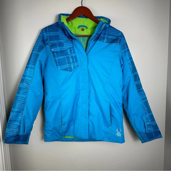 Spyder Other - Spyder Winter Coat Kids 18 XXL Blue Green Warm Snow Snowboard Winter Fleece Zip